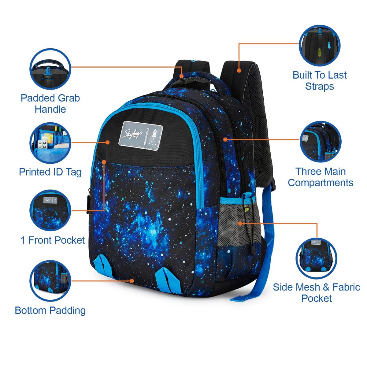 Buy Skybags New Neon 22 - 10 School Backpack Blue Online