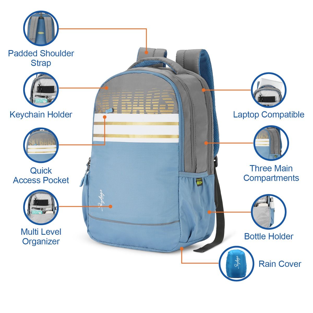 Buy Skybags Strider Pro 07 Laptop Backpack (h) Grey Online