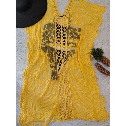 Buy Addery Radiant Yellow Boho Lace Dress Must-Have Beachwear Look Online