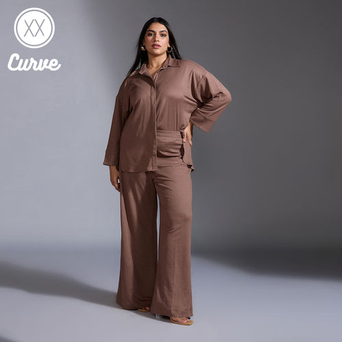 Buy Twenty Dresses by Nykaa Fashion Curve Brown Solid Drop 
