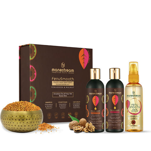 Manestream Fenusmooth Ayurvedic Frizzy Hairs Treatment & Hair Shine Kit:  Buy Manestream Fenusmooth Ayurvedic Frizzy Hairs Treatment & Hair Shine Kit  Online at Best Price in India | Nykaa