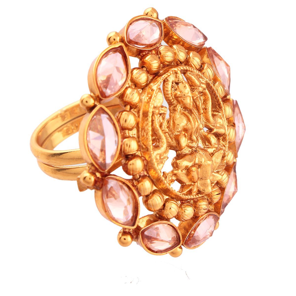 Floral Grandeur Antique Gold Ring