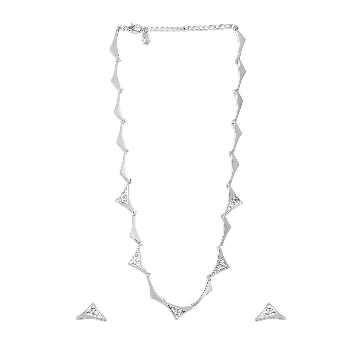 Rhodium Plated Triangle Shape Necklace For Women