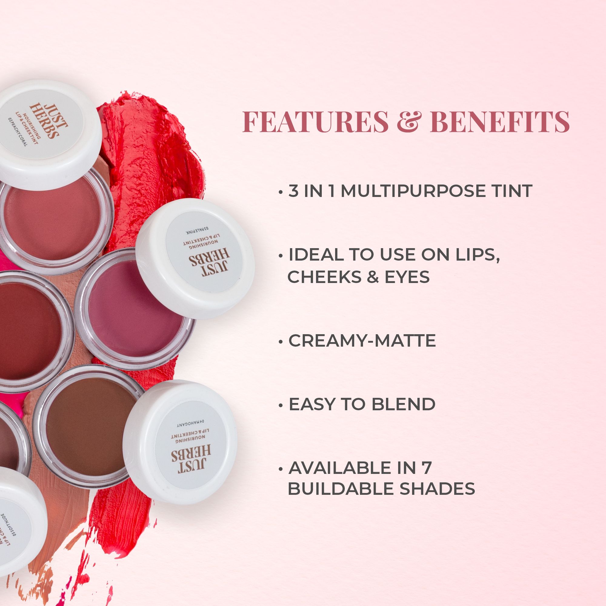 Just Herbs Lip & Cheek Tint and Blush for Eyelids, Cheeks & Lips Buy