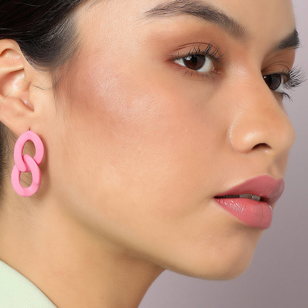 SOHI Pink Contemporary Drop Earrings