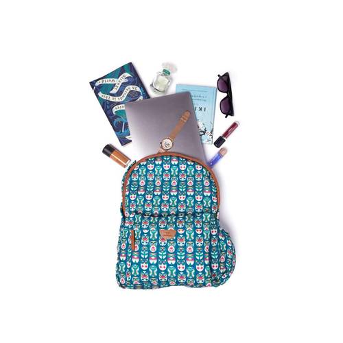 Garden Tea Party Canvas Backpack Owls & Teapot Print Top Handle Teal Chumbak Chumbak Tea Garden Mini Backpack : Amazon.in: Fashion main image 2