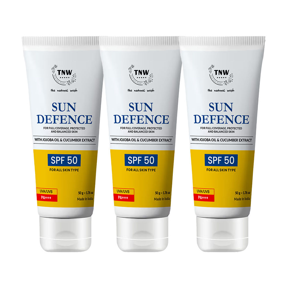 TNW The Natural Wash Sun Defence Sunscreen SPF 50 UVA UVB PA+++ Sunblock Suncream - Pack of 3