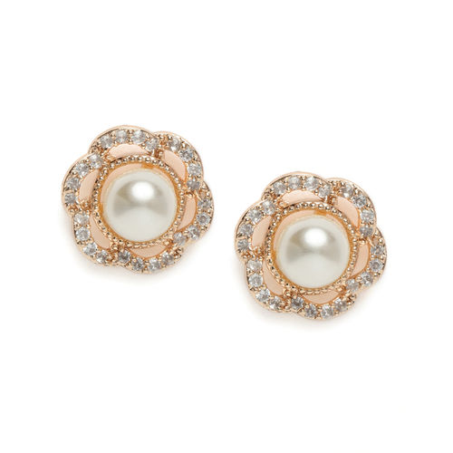 Zaveri Pearls Womens Cubic Zirconia Studded Earring White 