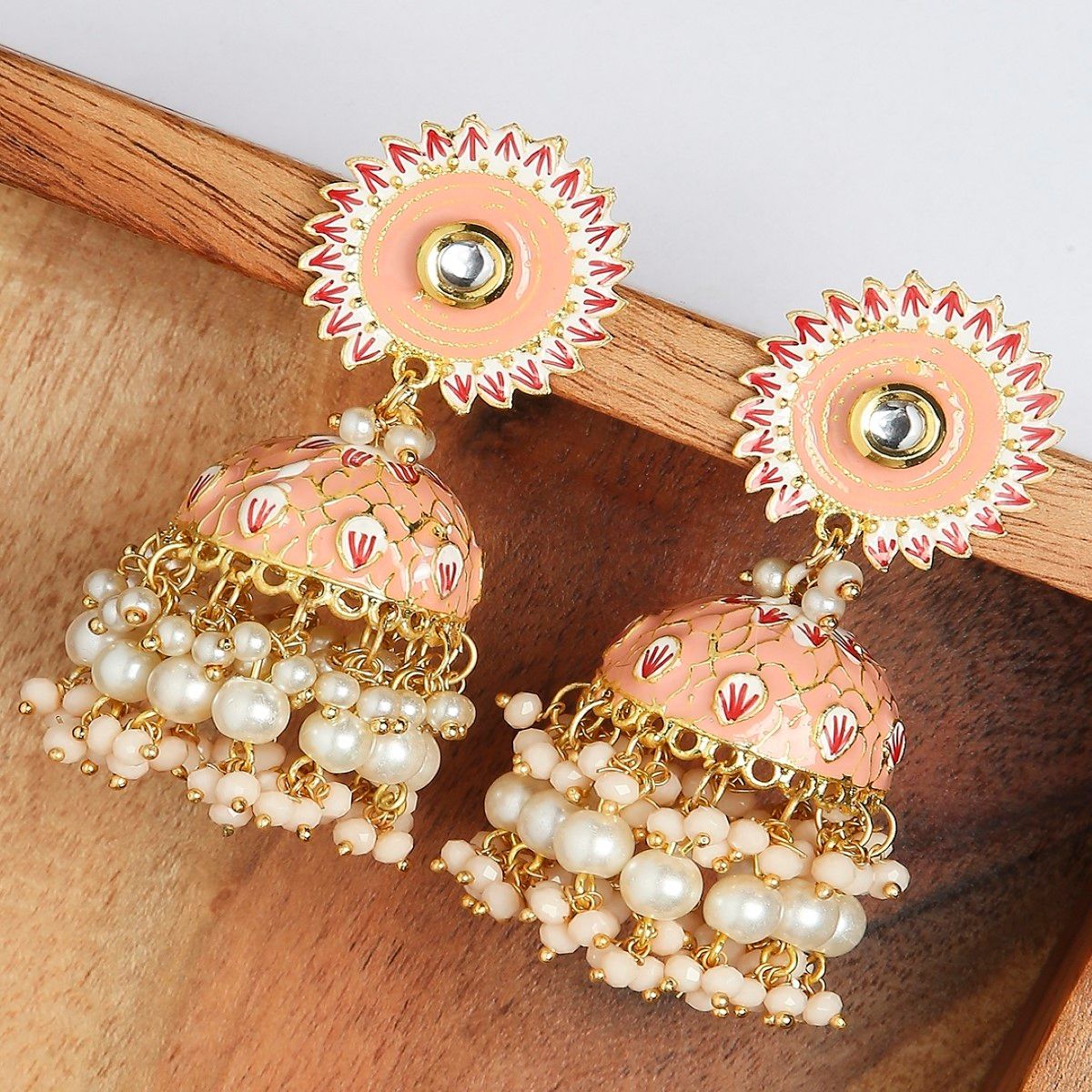 Peach deals colour jhumka