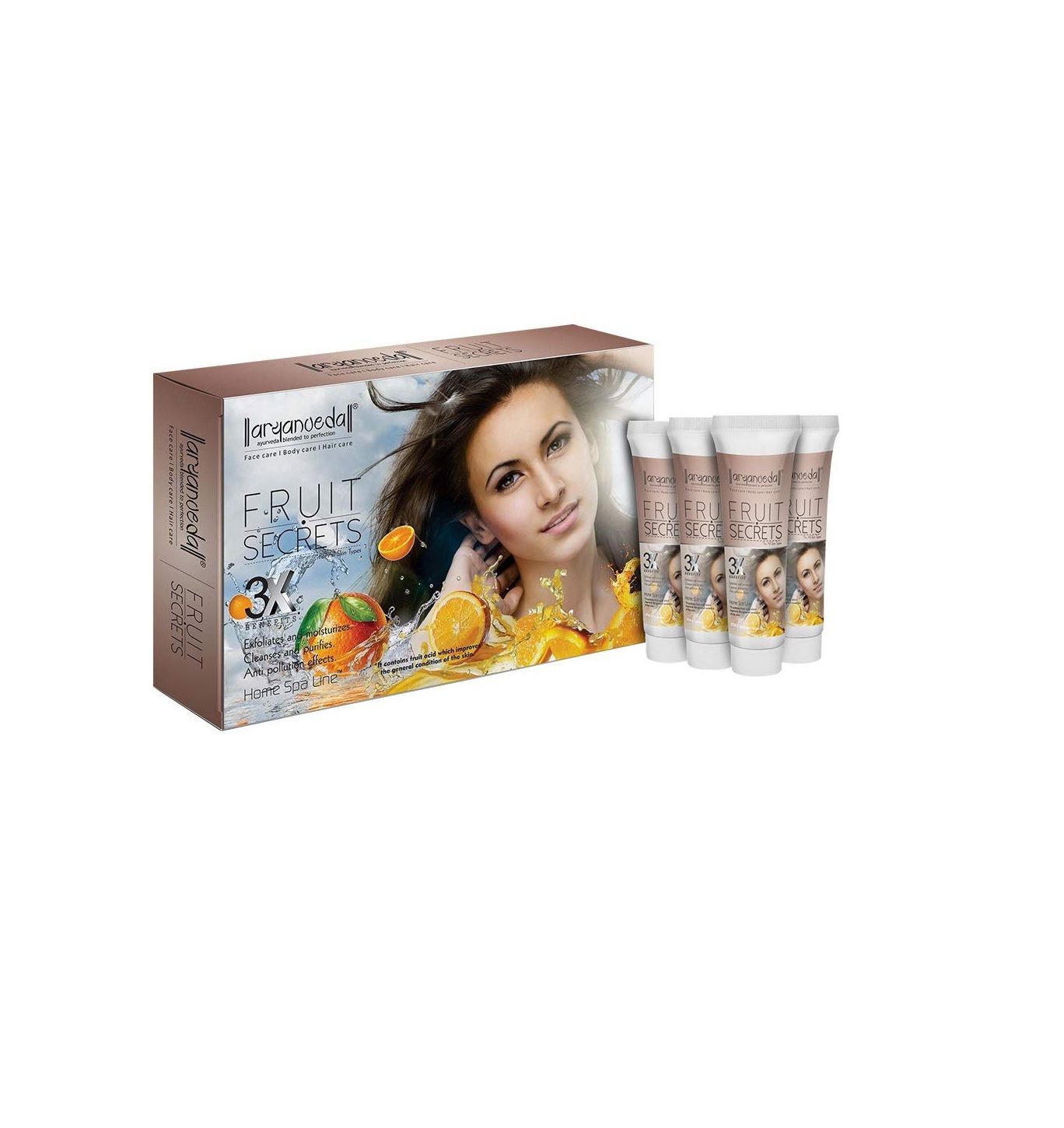 Aryanveda Fruit Secrets 3X Home Spa Kit and Get Free Gift Worth Rs.50