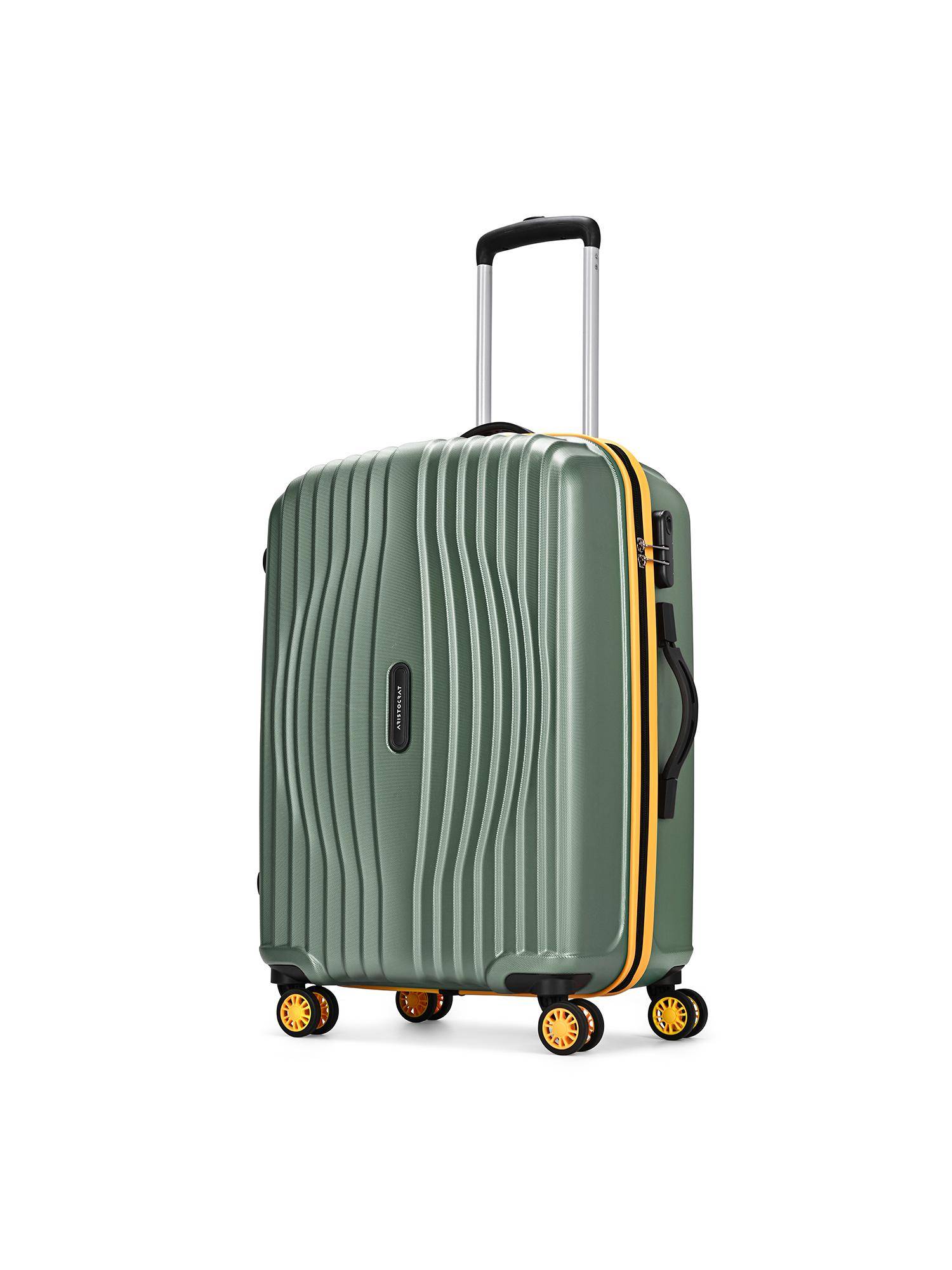 Aristocrat Vortex Plus Unisex Green Hard Luggage Trolley Bag (M)