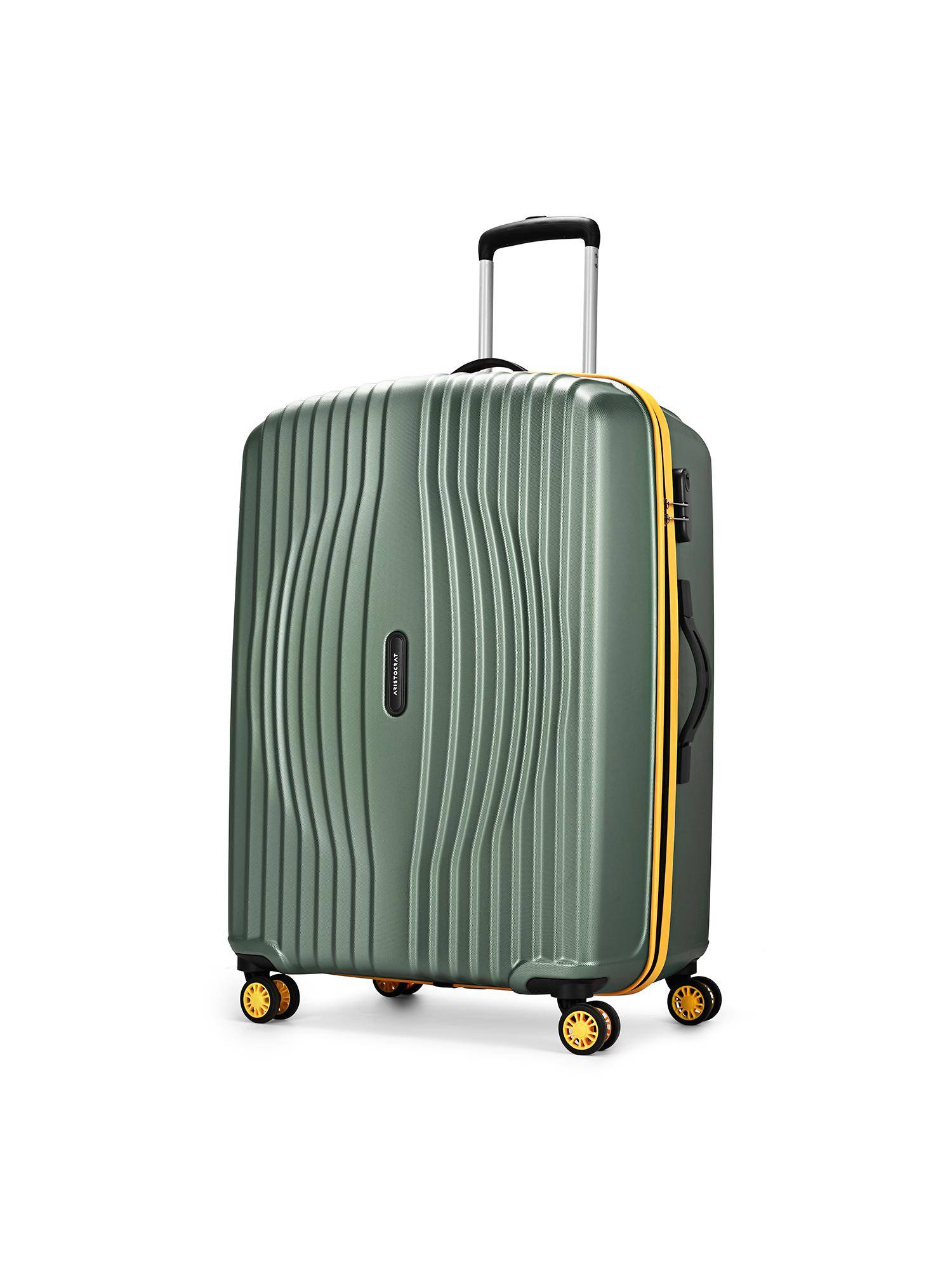 Aristocrat Vortex Plus Unisex Green Hard Luggage Trolley Bag (L)