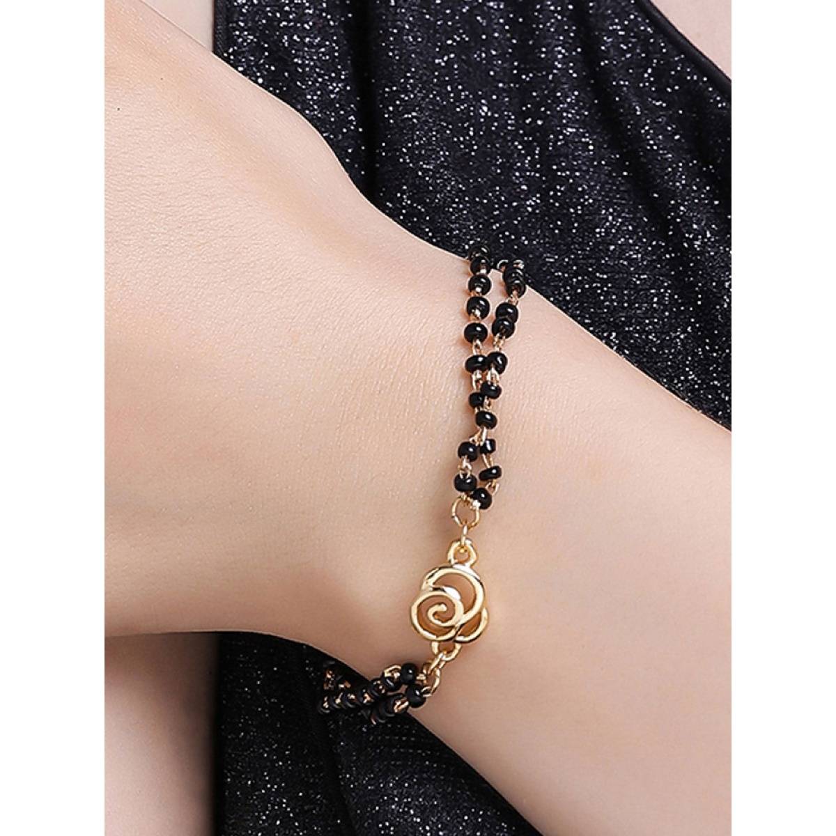 Estele Gold Plated Daisy Floret Mangalsutra Bracelet for Women
