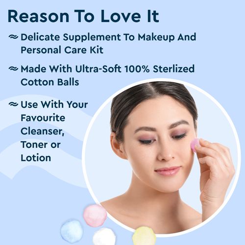 Gubb Coloured Cotton Balls - For Makeup Removal 50 pcs