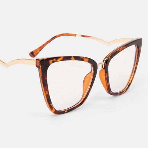 Twenty Dresses by Nykaa Fashion Brown Animal Print Cat Eye Clear Glasses