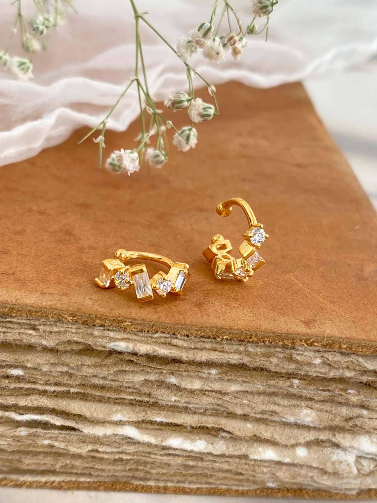 Boldiful Glam Baguette 18k Gold Vermeil Silver Ear Cuffs for Women