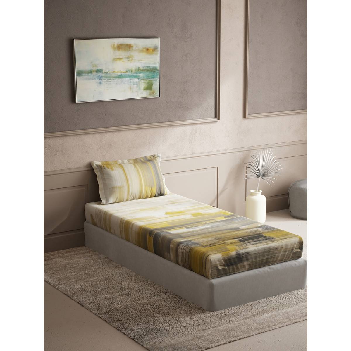 Ddecor Live Beautiful Cotton Abstract Single 150 TC Bedsheet with 1 Pillow Cover - Multicolor