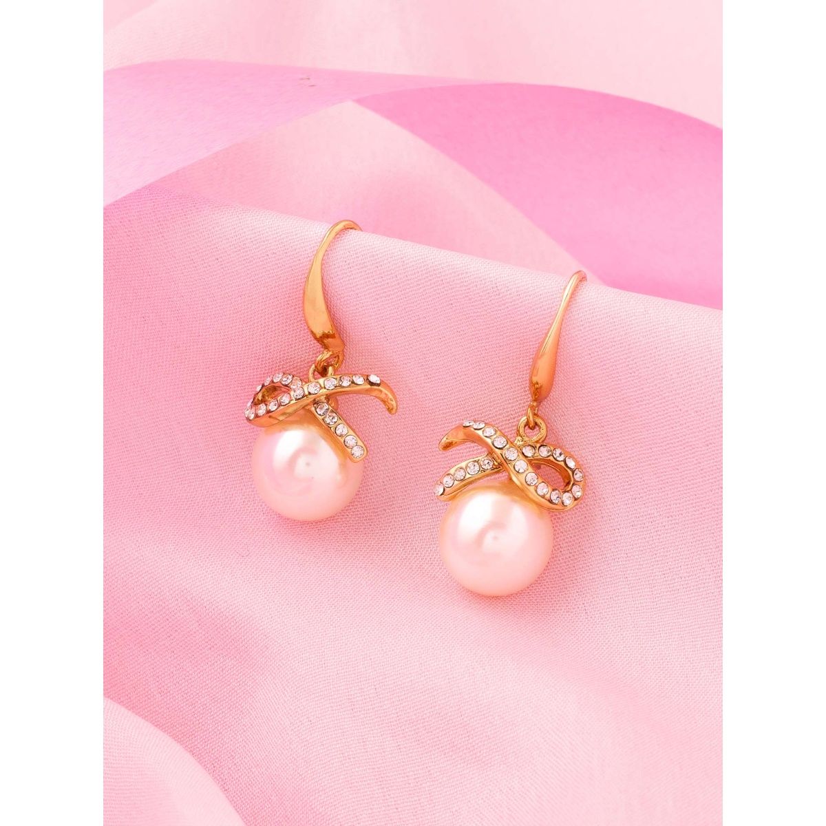 Womens Jewellery  Buy Golden Faux Pearl Drop Earrings Online in India