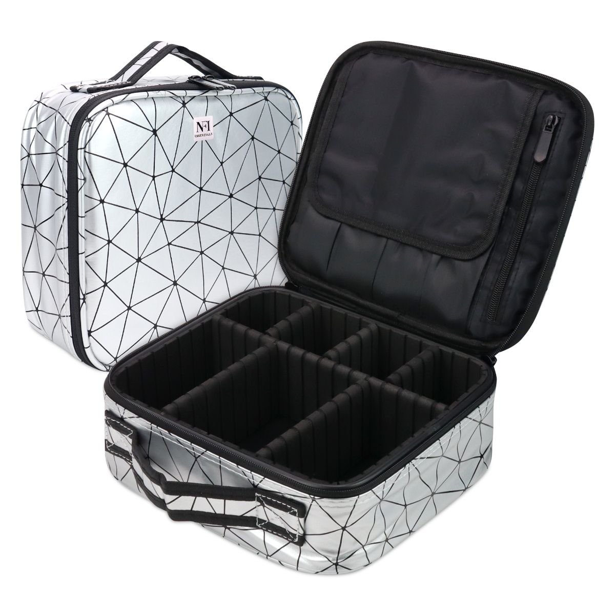 NFI Essentials Cosmetic Box Makeup Bag Vanity Kit Travel Organiser Big Box  Aluminium