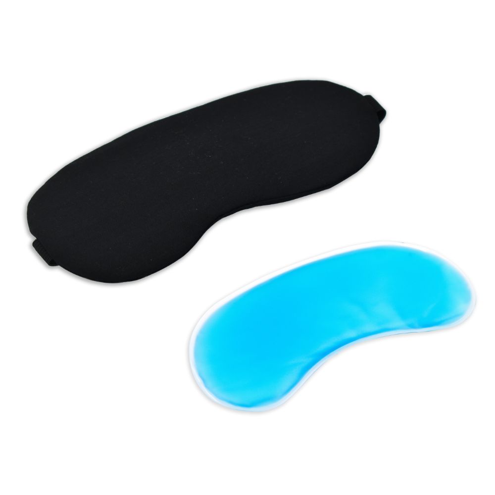 Visual Echoes Soft Cotton Sleep Eye Mask With Cooling Gel Inserts Dark Denim Black Color Pack Of