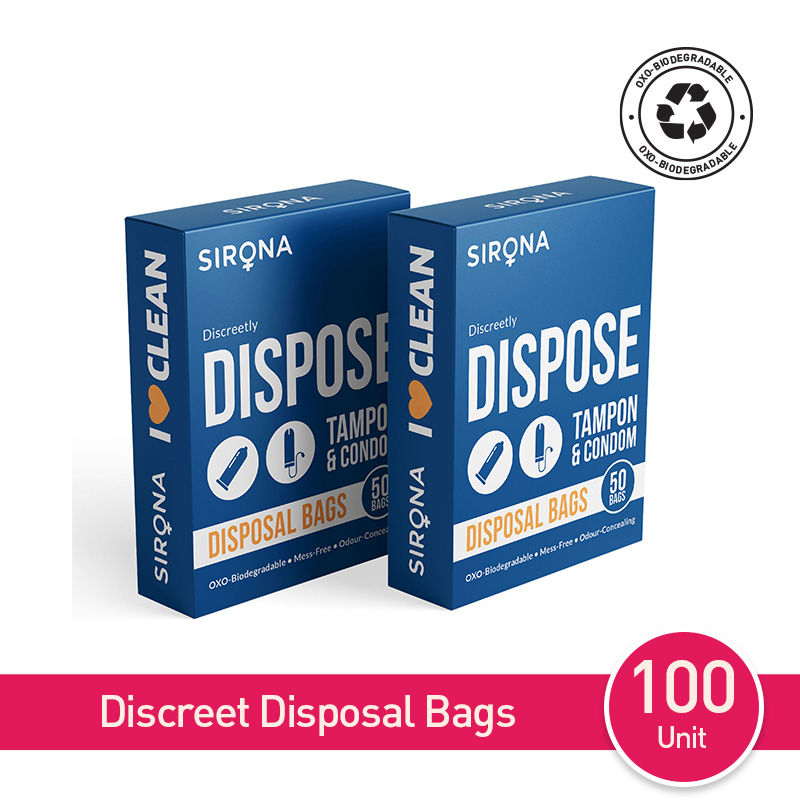 Sirona Disposal Bags for Discreet Disposal of Tampons and Condoms - 50 Bags (Pack of 2)