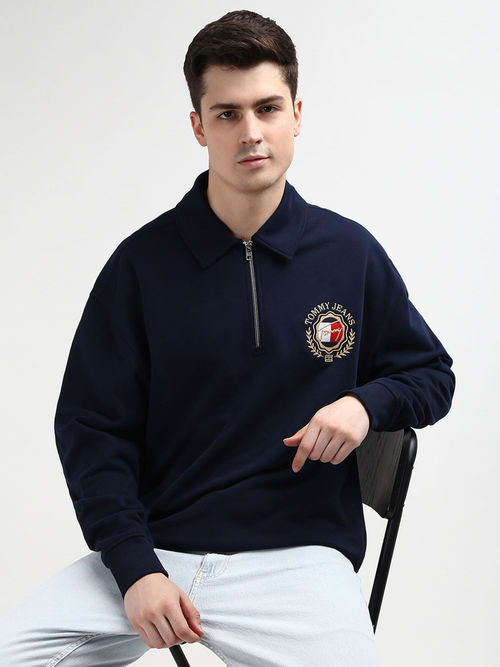 Tommy Hilfiger Jacket Blue Tim Relax Prep Explore Luxe 1/4 Zip