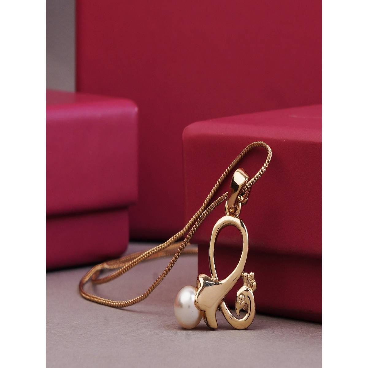 Estele Gold Plated Peacock Designer Pendant for Women