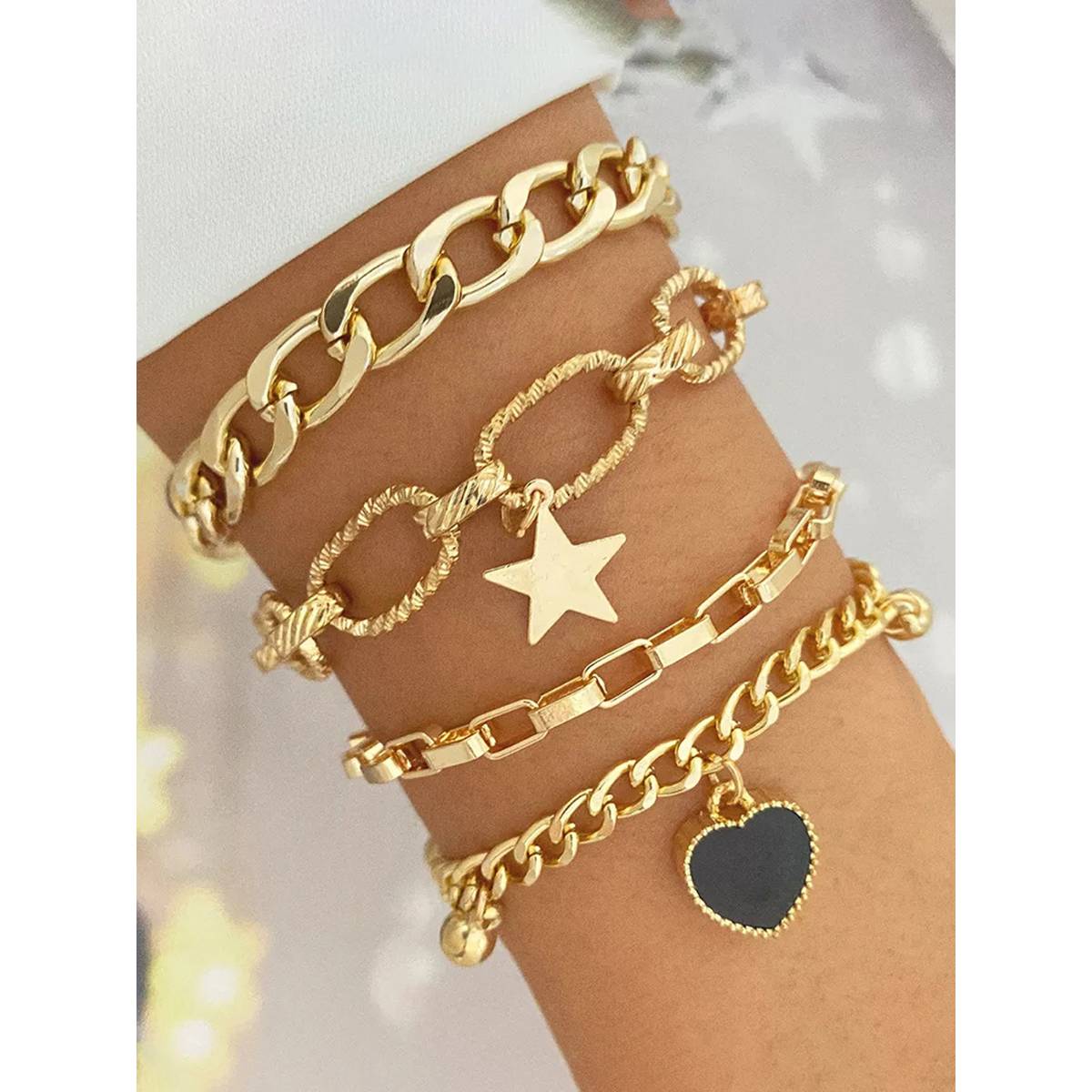 Buy Jewels Galaxy Gold Plated Heart-Star Contemporary Bracelet
