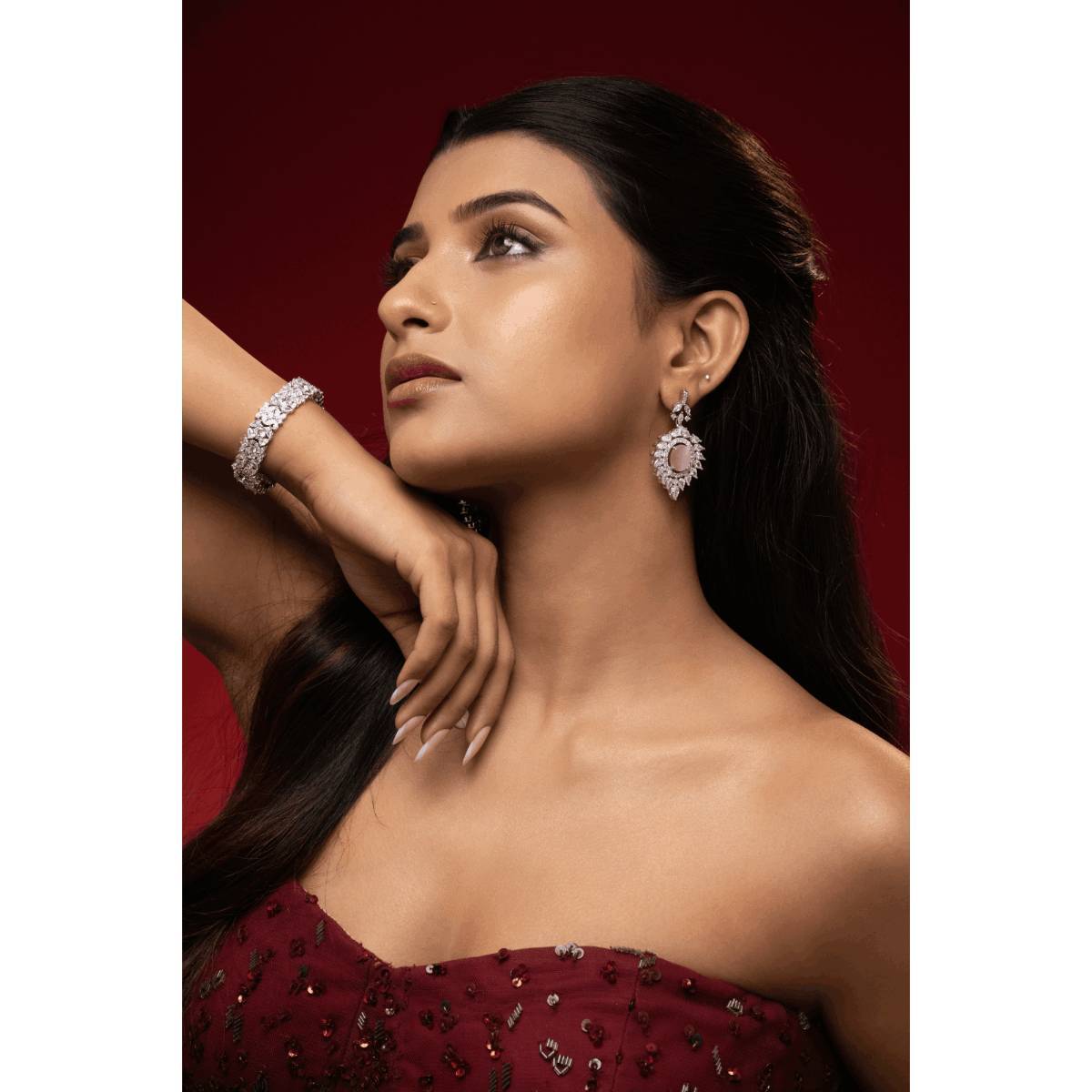 PRIHAN LUXURY Pink Radiance Danglers Earrings