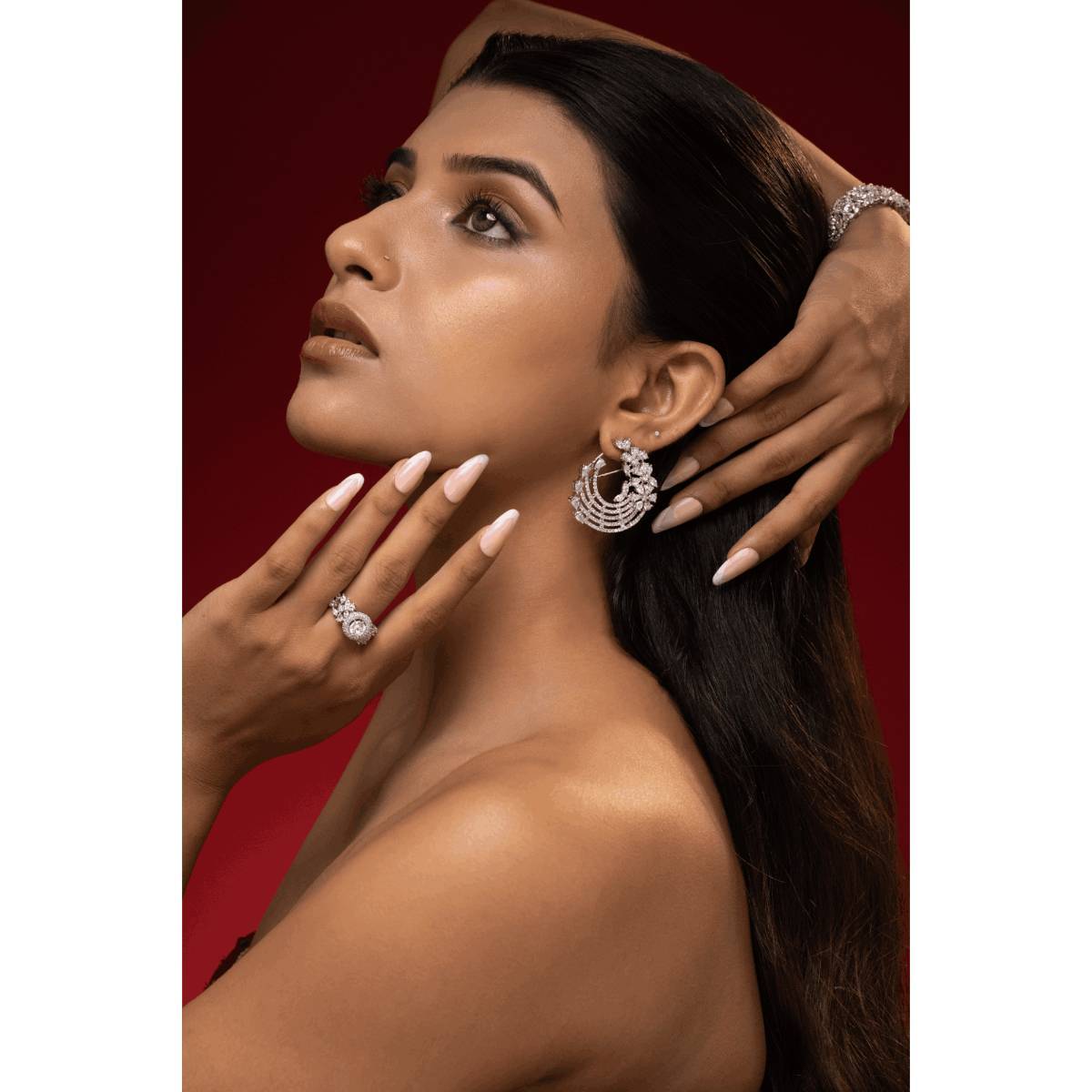 PRIHAN LUXURY Floral Fantasy Diamond Danglers Earrings