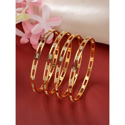 Buy NVR Women Gold-Plated Cz Stone-Studded Bangles (Pack of 4) Online