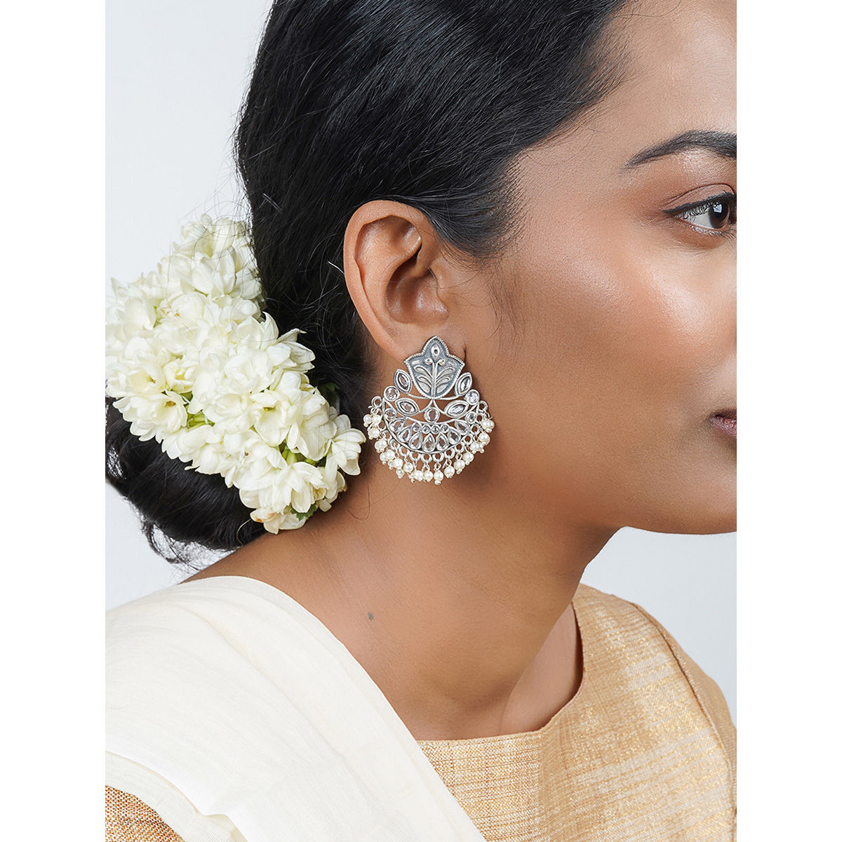 Buy AD Ruby Designer White Stone Earrings Online at Best Price | Distacart