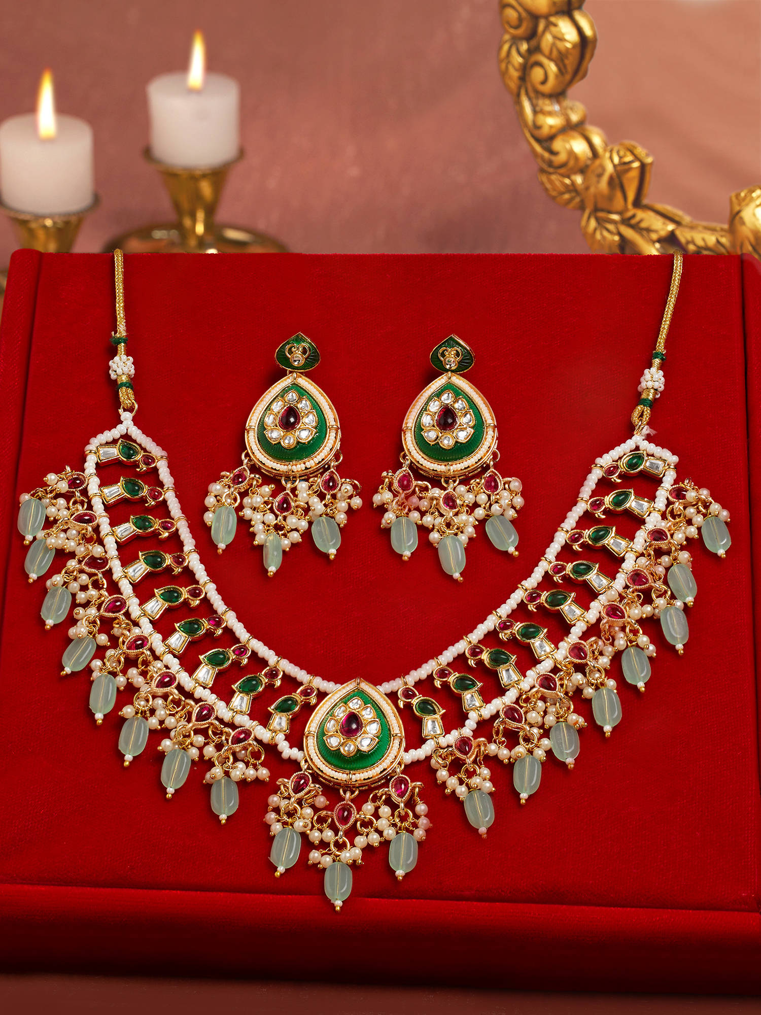 Zaveri Pearls Women Multi-Colour Alloy Necklace with Earring