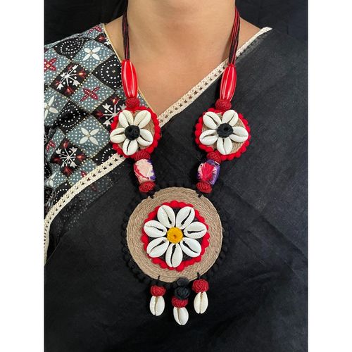 Digital Dress Room Fabric Sea Shell Design Necklace with Earrings Set