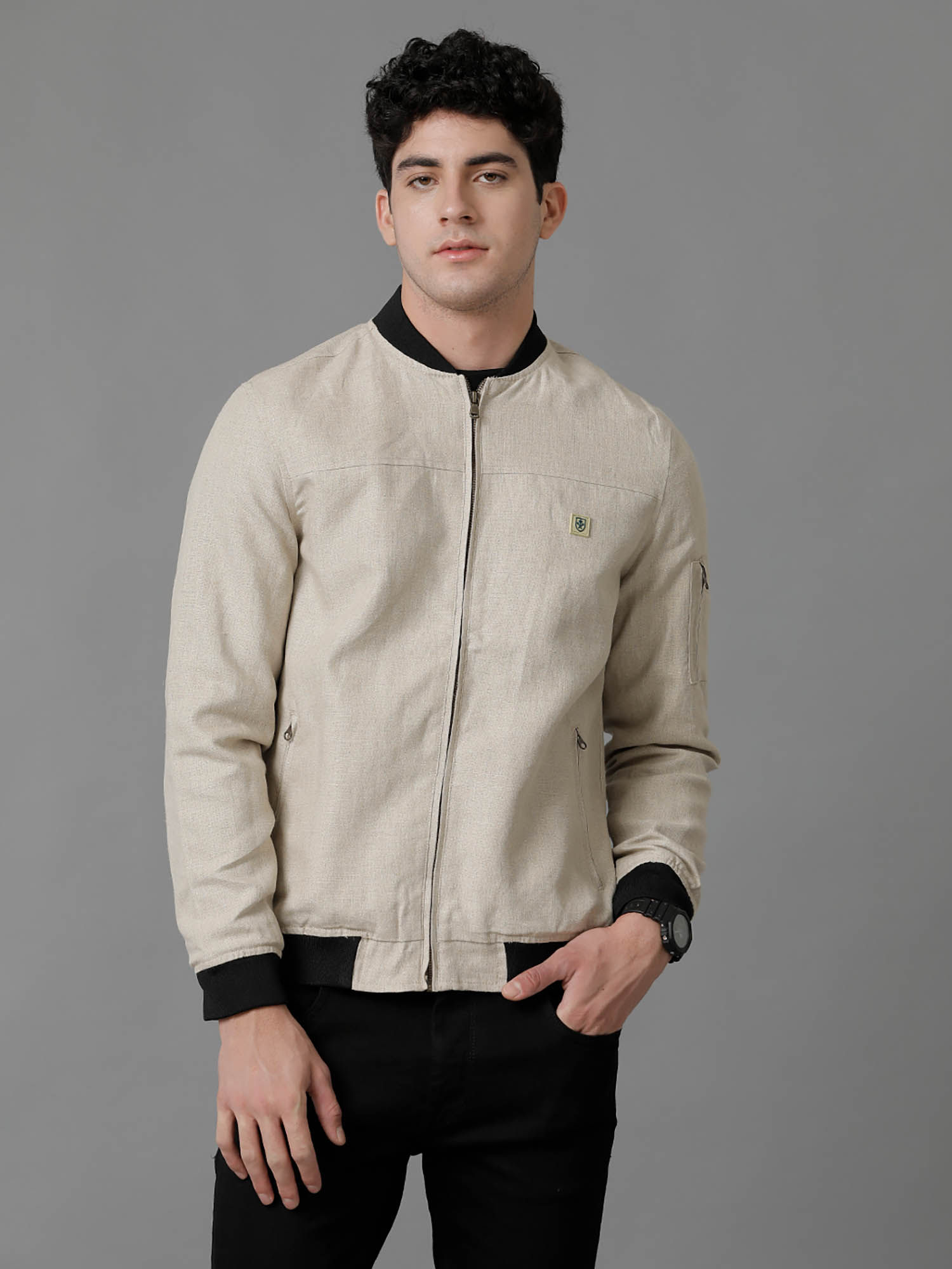 Buy Linen Club Ivory Solid Full Sleeve All Season Linen Jacket for