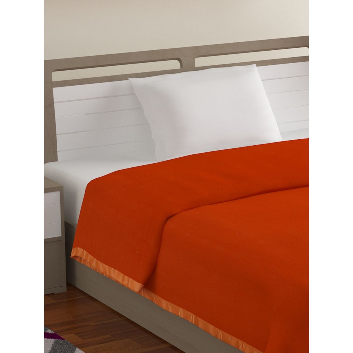 Bombay Dyeing 287 GSM 100 Polyester Orange All Season Single Blanket