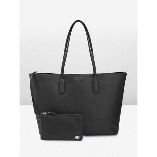 Anne Klein Black Work Tote Bag with Pouch