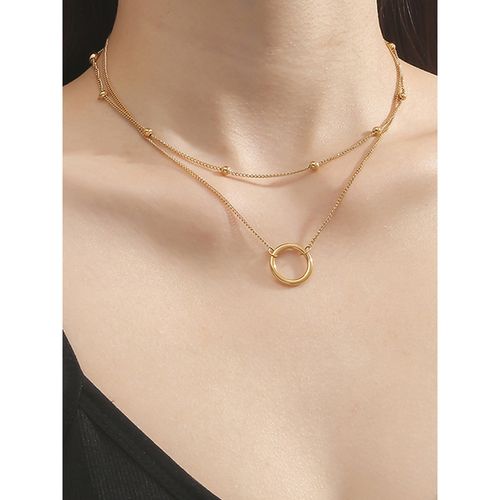 Designs You Gold Plated Stainless Steel Dual Layered Chain Hoop Pendant  Necklace