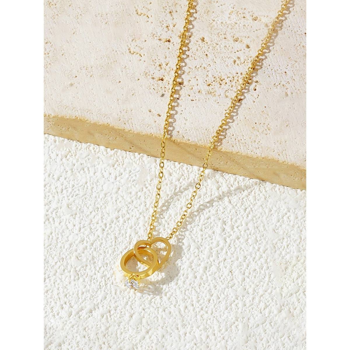 Designs & You Gold Plated Stainless Steel Anti Tarnish Heart Themed Pendant For Women