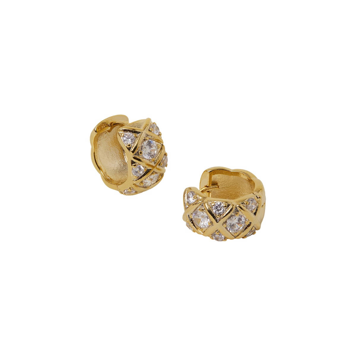 Buy Accessorize London Women 14k Real Gold Plated Diamante Check Hoop ...