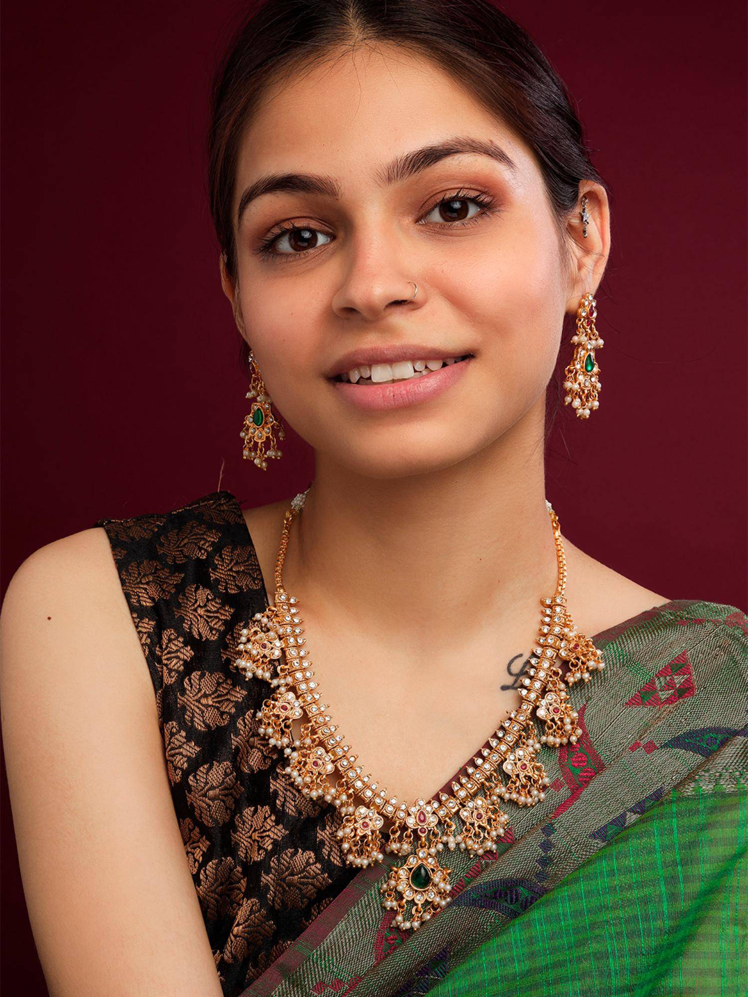 STILEADDA Royal Guttupusalu Designer Multi-Color Jewellery Set
