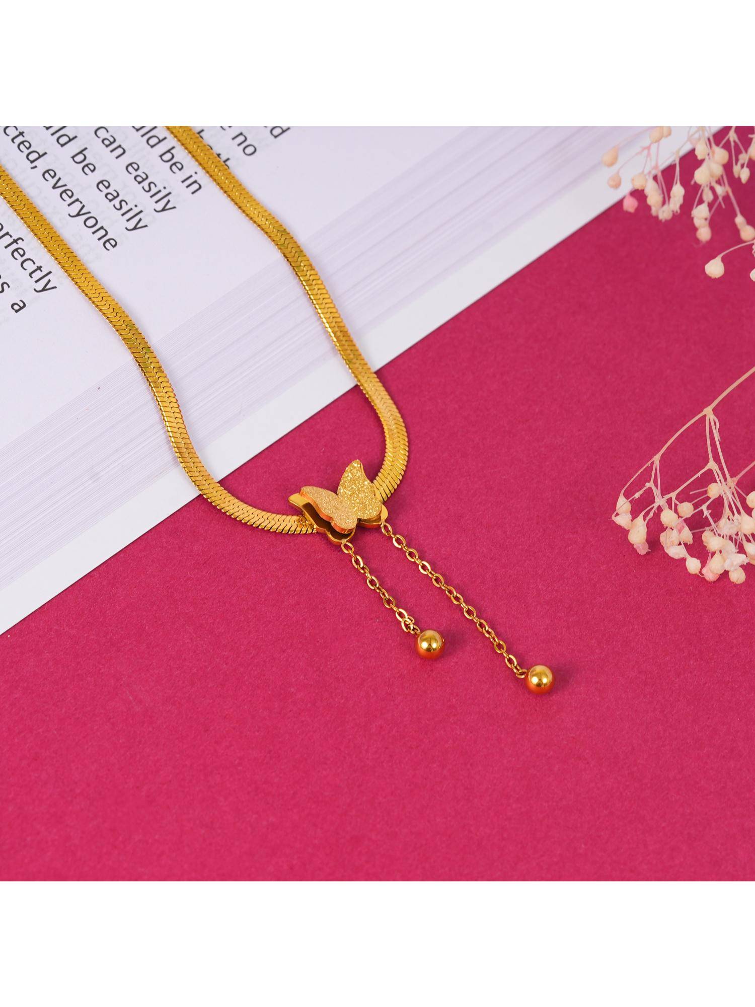 NAITRA Golden Flutter Butterfly Necklace