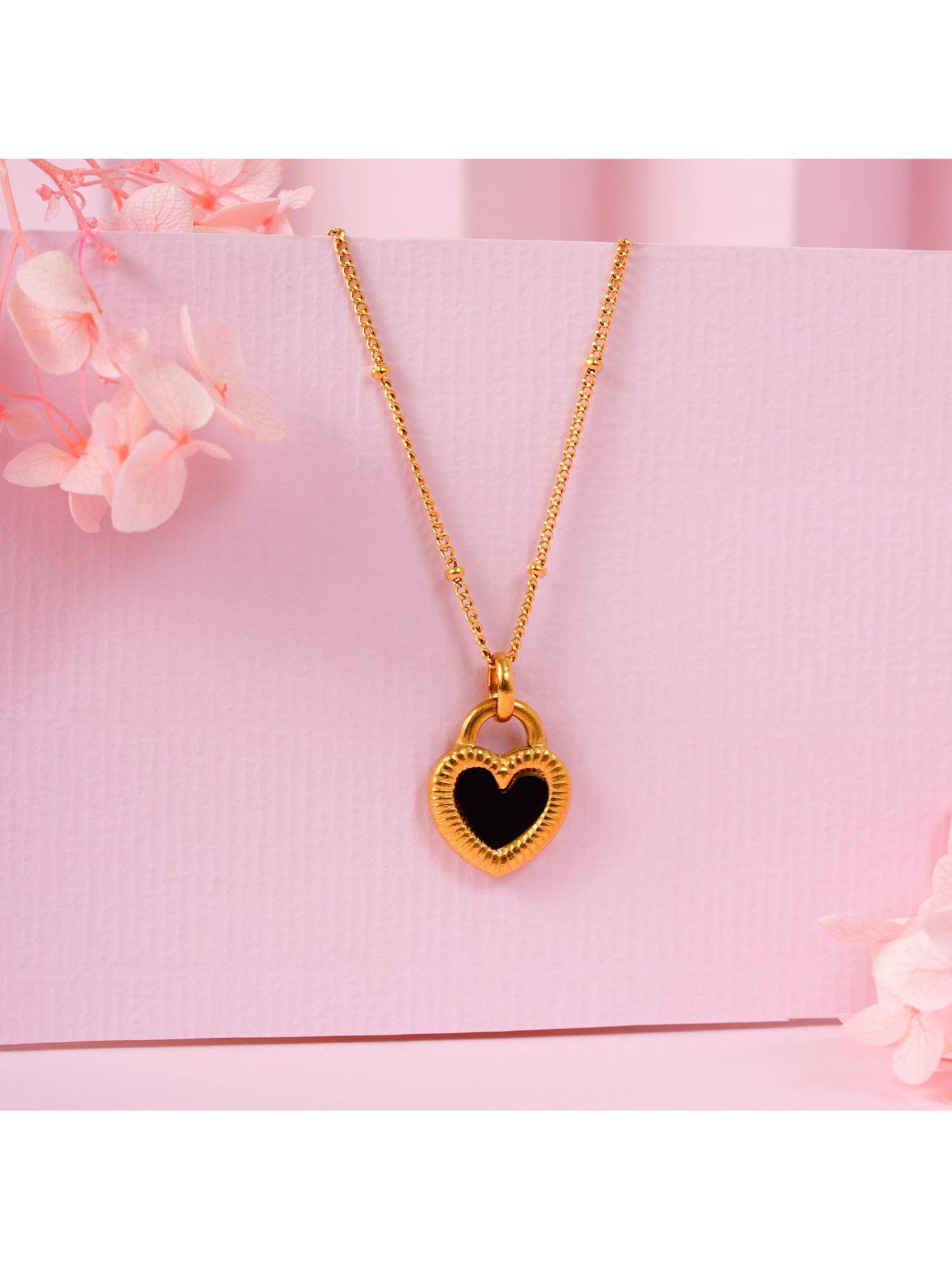 NAITRA Two Sides Of Love - Black and White Heart Pendant Necklace