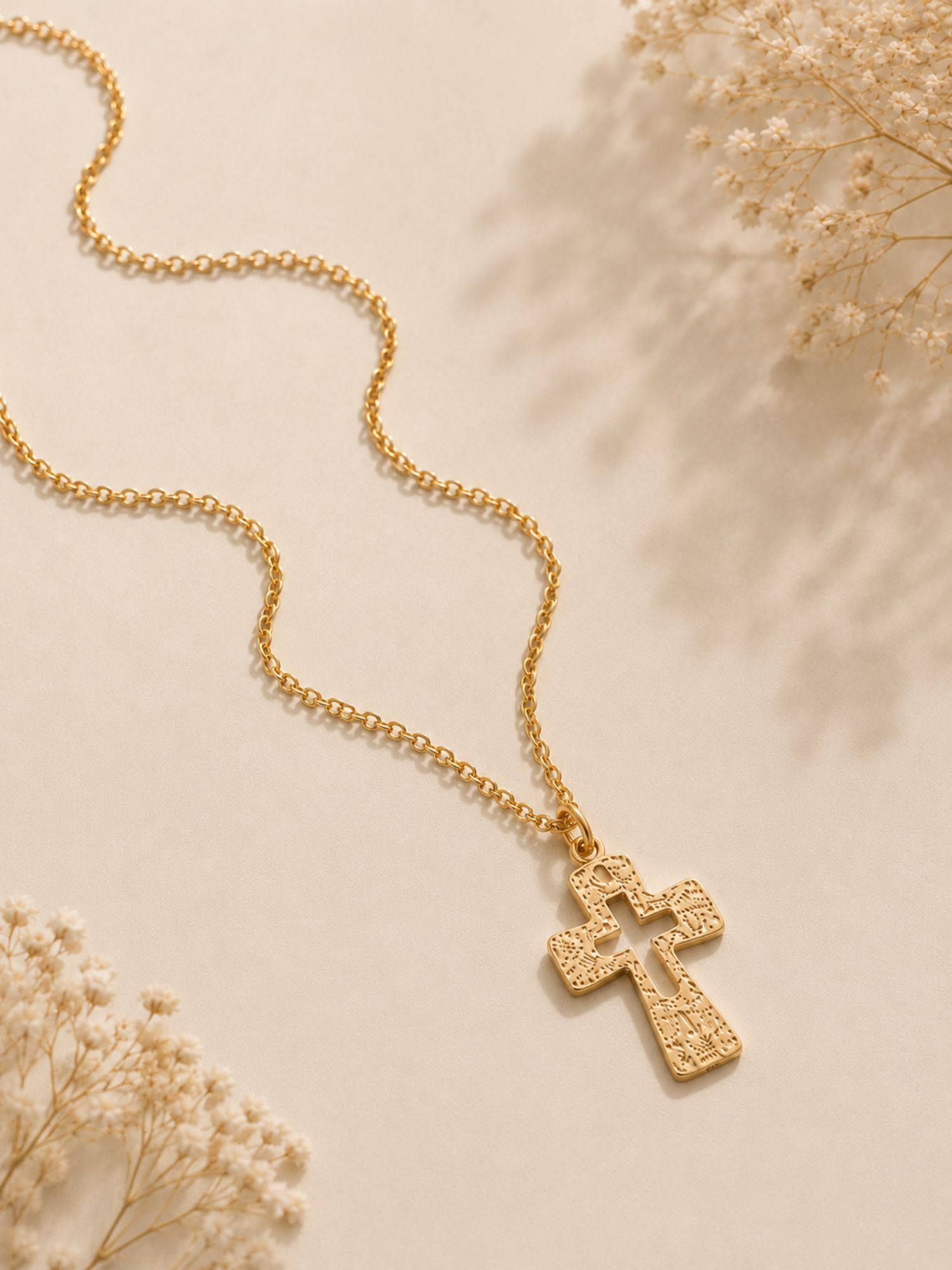 VIRAASI Unisex Gold-Plated Jesus Cross Pendant