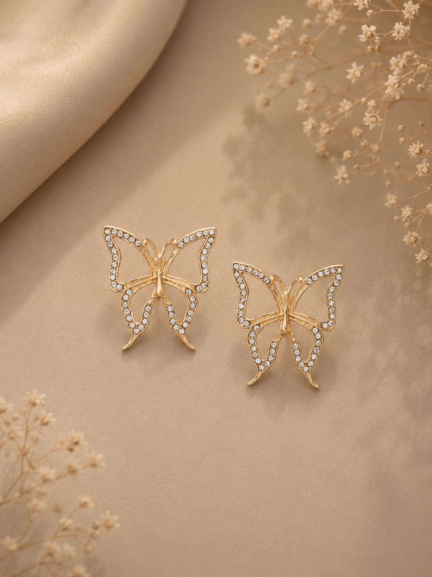 VIRAASI Gold-Plated Butterfly Drop Earrings