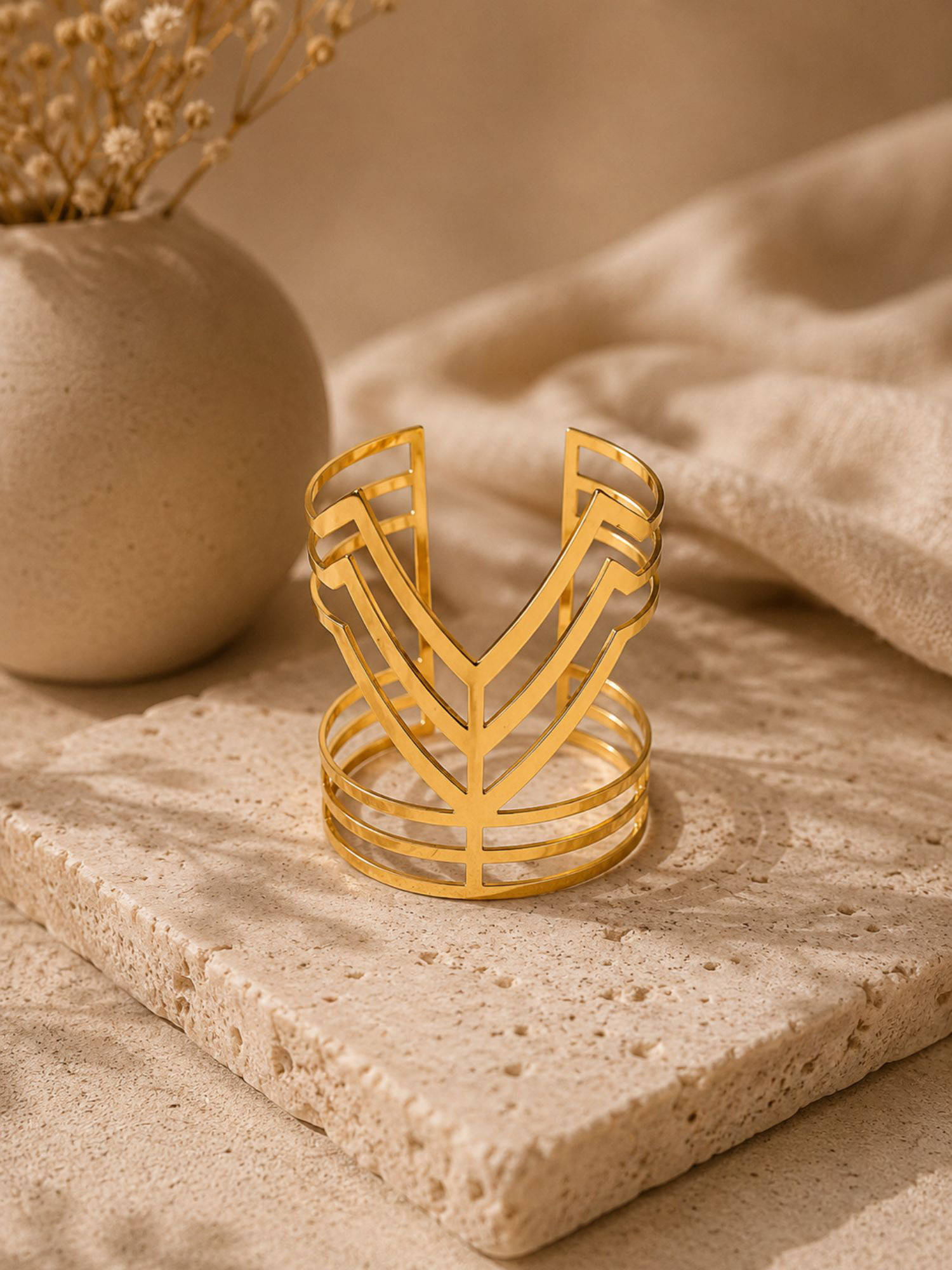 VIRAASI Geometric Gold-Toned Cuff Bracelet