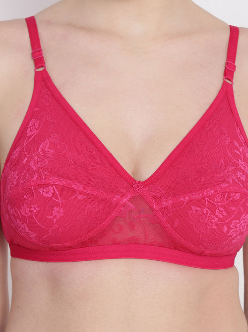 Buy Abelino Pink Non-Wired Non Padded full coverage Bra - Pink Online