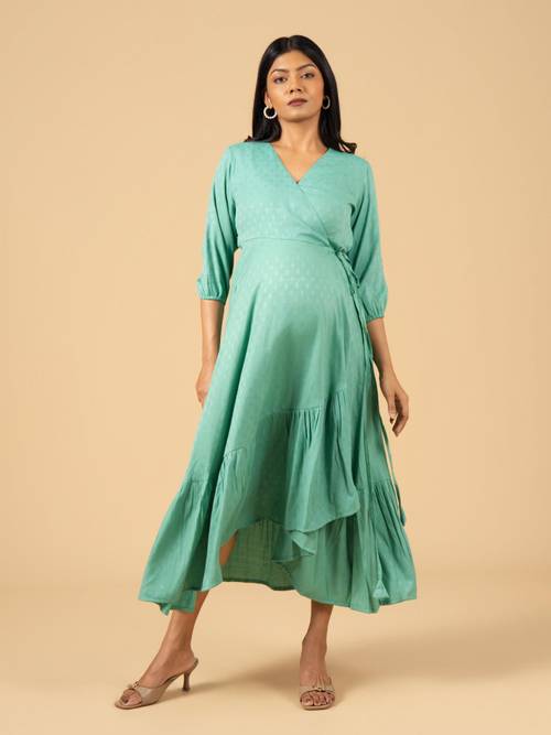 mint green dress maternity Affordable Faux Wrap DROP-USFW23