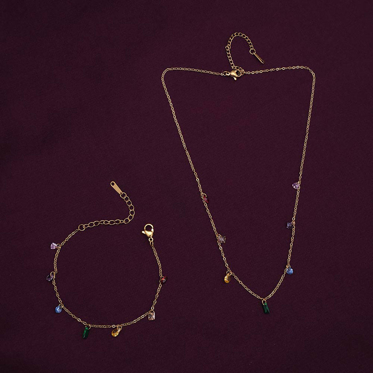 Palmonas Vibrant Cascade Necklace And Bracelet Jewellery Set For Womens