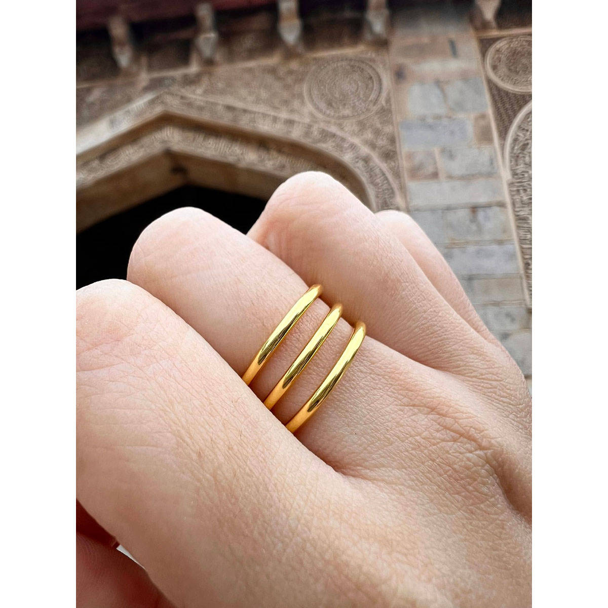 Buy ISHKAARA Golden Triple Layered Ring Online